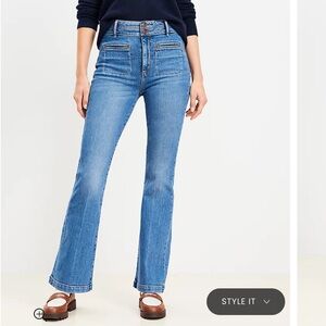 Flare leg patch pocket jeans